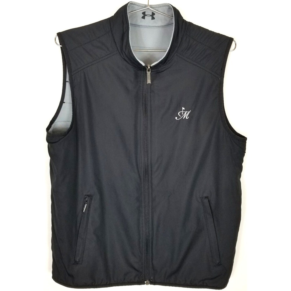 Under Armour x Masters Reversable Golf Jacket Vest Sz M Black Gray Outdoor Sport